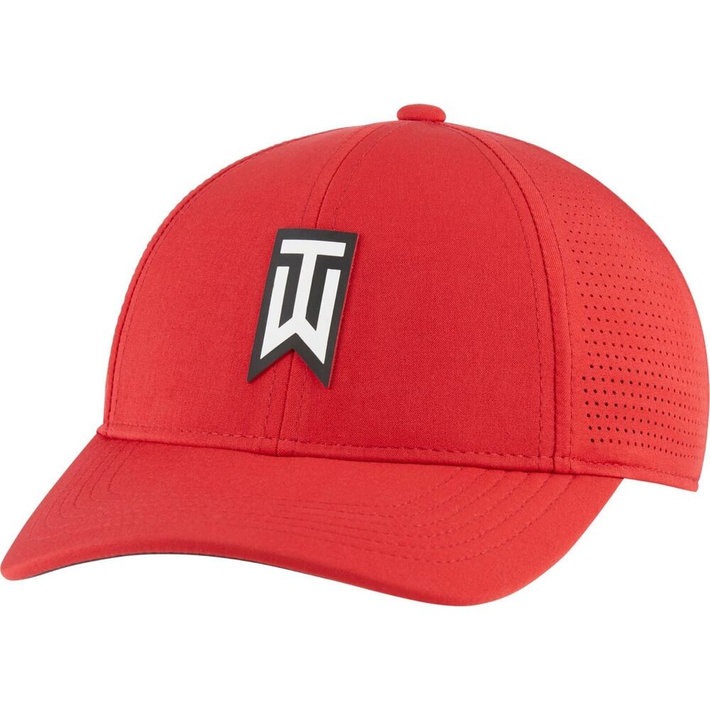 Nike Tiger Woods TW Legacy91 Golf Hat Red M/L Curved Bill Stretch Dri-FIT DH1344
